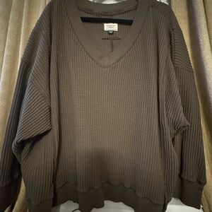 American Eagle Outfitters Taupe V-Neck Sweater